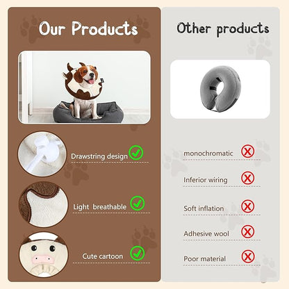 Adjustable Cat Collar Soft to Stop Licking After Surgery for Kitten, Alternative to Cone of Shame, Donut Cone for Cats, Pet Elizabethan Collar (Cow, Medium)