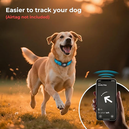 2025 Upgrade Airtag Dog Collar, Reflective Dog Collar with Airtag Holder, IP68 Waterproof| Metal Buckle| Ultra-Durable| Comfortable Padded, GPS Dog Collars for Medium Large Dogs (Blue,XL)
