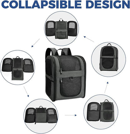 Apollo Walker Pet Carrier Backpack for 4-15lb Cats and Dogs, Puppies, Safety Features and Cushion Back Support | for Travel, Hiking, Outdoor Use (Gray)