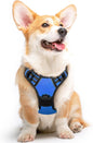 Eagloo Dog Harness Medium Sized Dog, No Pull Service Vest with Reflective Strips and Control Handle, Adjustable and Comfortable for Easy Walking, No Choke Pet Harness with 2 Metal Rings, Blue, M