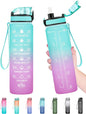 Enerbone Water Bottle, Leakproof BPA & Toxic Free, Motivational Water Bottle with Times to Drink and Straw, Fitness Sports Water Bottle with Strap for Office, Gym, Outdoor Sports