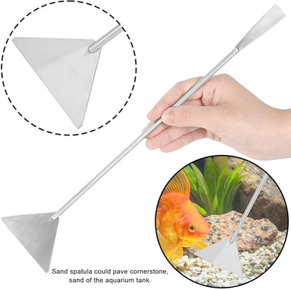 Aquarium Aquascaping Tool Stainless Steel Aquascape Tools Kit 4 in 1 Anti-Rust Fish Tank Starter Kit with Tweezers Scissors Spatula for Aquarium Plants (Silver)