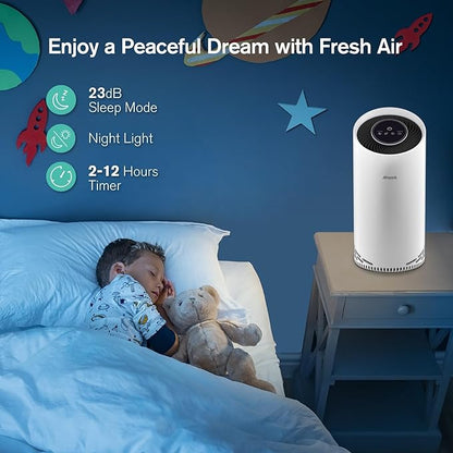 Air Purifiers for Home Large Room Up to 1375 ft², 4-in-1 True HEPA Air Purifier for Pets Hair Dander Pollen Smoke Cooking Pet Smell. CADR 187 m³/h, Air Cleaner for Bedroom Nursery Living Room