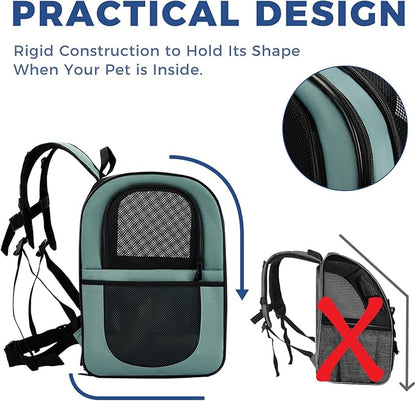 Apollo Walker Dog & Cat Carrier Backpack for 4-15lb Pets - Ventilated Safe Design with Padded Back Support, Breathable Mesh Pet Backpack for Hiking, Travel, Outdoor (Blue)