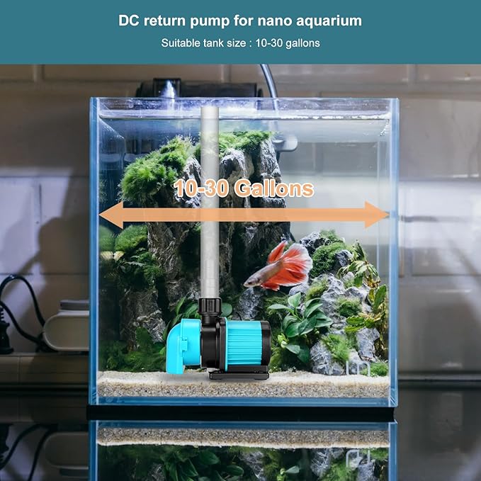 400GPH Aquarium Return pump with LCD display controller, 15W DC 24V aquarium pump for saltwater freshwater aquarium,fish tank,sump,20 speeds ECO Quiet Submersible and inline pump