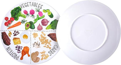 9" Portion Control Plate - Healthy Nutrition Plate for Adults and Teens, Melamine, Ideal for Weight Loss and Diabetes Management (4 Pack)