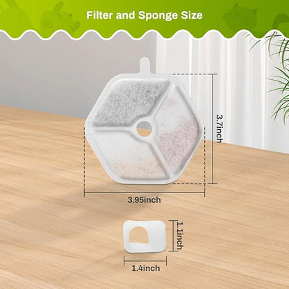 18 Packs Replacement Filters and Sponges for 152oz/4.5L Wireless Cat Water Fountain, ZEKIRY Cat Water Fountain Filters, 5-Layer Filtration System Pet Fountain Filters
