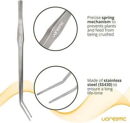 6Pcs Aquascape Tools, Terrarium Tools, Aquarium Kit with Stainless Steel Aquarium Tweezers Extra Long, Aquarium Scissors, Algae Scraper, and Spatula - Aquascaping Tools Set for Maintenance