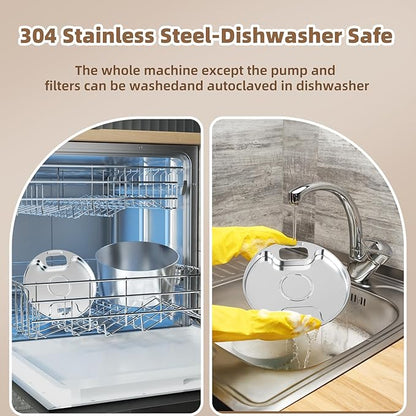 Dog Water Fountain Stainless Steel: 7L/236oz Cordless Large Dog Water Bowl Dispenser Automatic Cat Pet Water Fountain Indoor with Deeper Drinking Area, Multi-Pet Water Fountain with Ultra-Quiet Pump