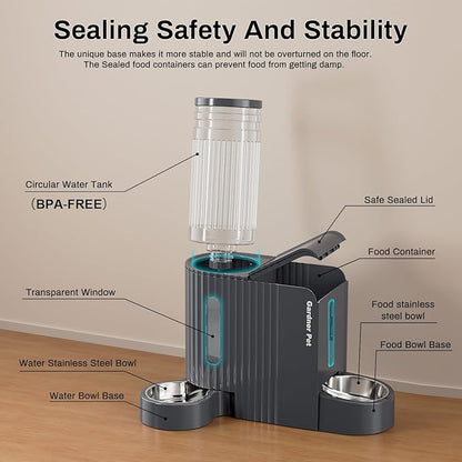 Gardner Pet Automatic Gravity Cat Food Feeder and Water Dispenser Stainless Steel Two-in-One Set Large Capacity Dispenser for Pets Dogs, Puppies, Kittens, Rabbits