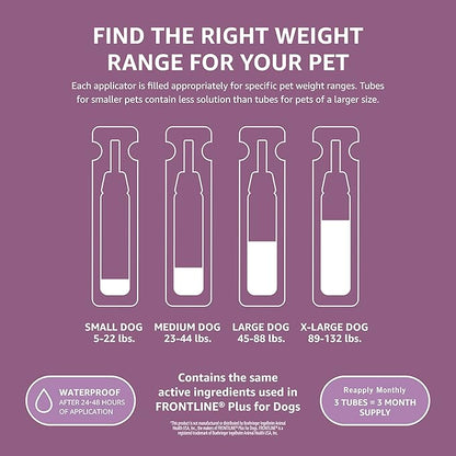 Amazon Basics Flea and Tick Topical Treatment for Large Dogs (45-88 lbs), Unscented, 6 Count (Previously Solimo)