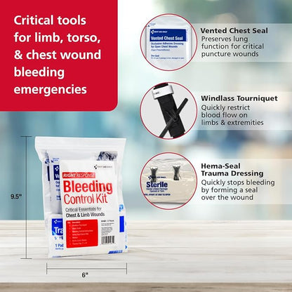 First Aid Only 91481 Critical Essentials Bleeding Control Kit for Chest & Limb Wounds, 9 Pieces