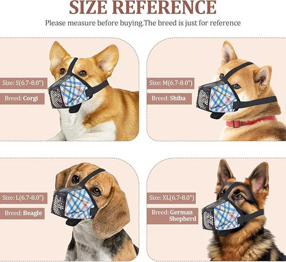 Dog Muzzle for Small Large Dogs - Soft Nylon Basket Muzzle with Adjustable Strap, Breathable Mesh Design Prevents Biting Chewing Licking Eating - Ideal for Training, Grooming & Vet Visits (Blue, M)