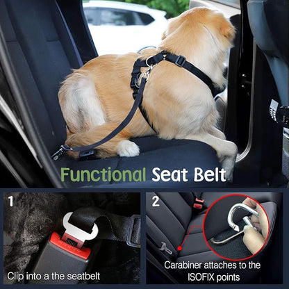 Dog Seat Belt, Safety Vest Dog Car Harness with Adjustable Buckle Dog Seat Belt for Vehicle Nylon Pet Safety Seat Belts Heavy Duty(M, Magenta)
