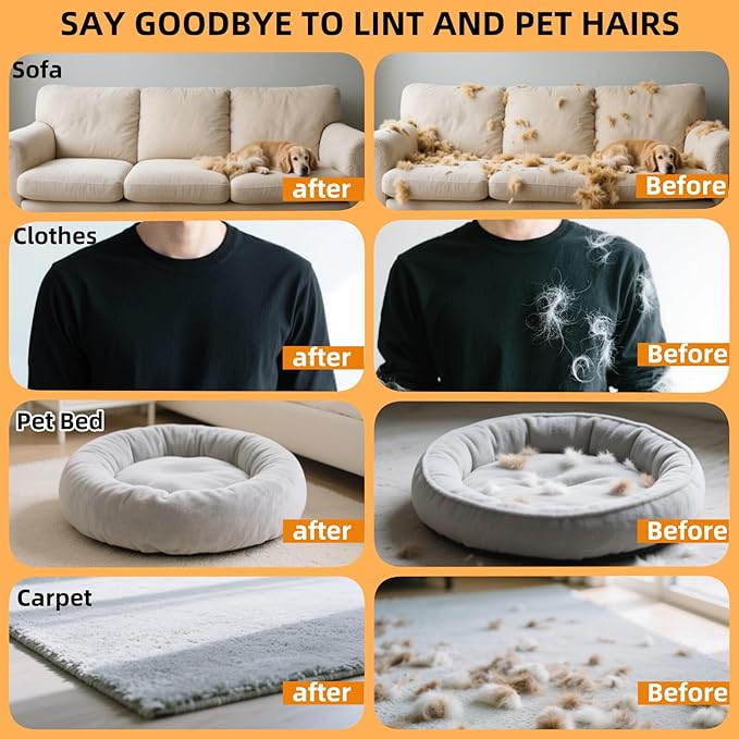 2Pcs Electrostatic Pet Hair Removal Gloves for Cats & Dogs,2025 New Upgraded Reusable Quick De-Shedding Grooming Gloves,Animal Fur Remover Tool for Couch,Carpet,Furniture, Car Seat,Clothing,Curtain