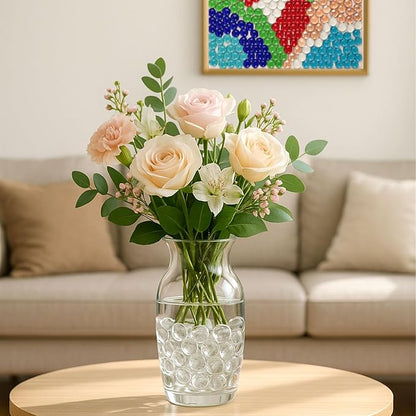 FUTUREPLUSX 1Lb Flat Glass Marbles, Clear Flat Gems Transparent Aquarium Pebbles Vase Filler Beads Table Scatters