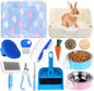 15 Pcs Rabbit Starter Kit Small Rabbit Litter Box Animal Grooming Kit Bunny Toys Bowl Blankets with Cleaning Set for Guinea Pig Accessories(Multicolor)