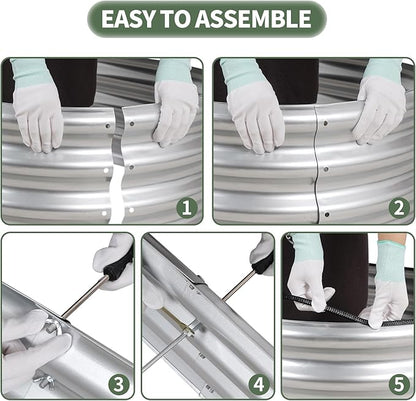 1MORE Galvanized Raised Garden Bed- Planter Garden Boxes Outdoor, Raised Beds for Gardening, 6x3x1ft Metal Garden Bed Kit for Vegetables Flower, Planter Raised Bed with Protective Tape & Tools.Silver