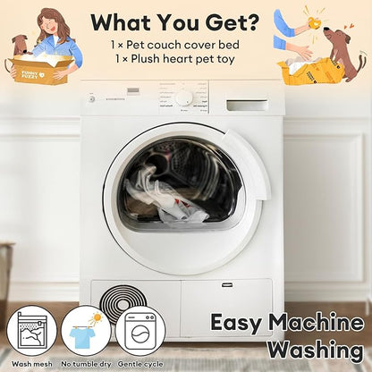 FUNNY FUZZY Pet Fluffy Fuzzy Calming Dog Couch Bed Sofa Protector Washable Pets Mat for Large Medium Small Dogs and Cats (Tie-dye Grey,37.4 × 33.46 × 6.3 in)