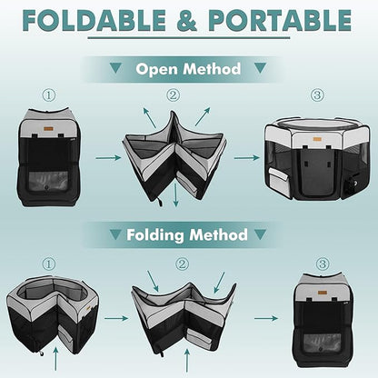 Dog Playpen, Portable Pet Play Pen for Cat, Puppies, Rabbits, Chickens, Foldable Large-Capacity Pet Tent for Indoor/Outdoor Travel Camping (Size XL Without Carry Bag)