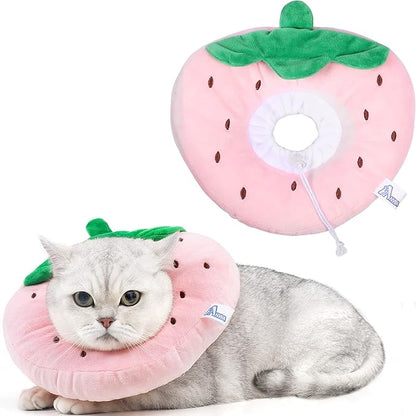 ANWA Adjustable Cat Cone Collar Soft, Cute Cat Donut Collar After Surgery, Kitten Recovery Cones to Stop Licking