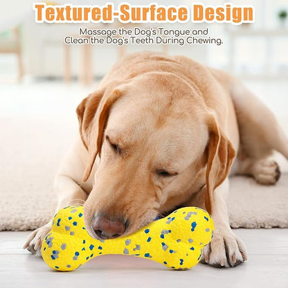 2Pcs Upgrade Bone Dog Balls+Rugby Dogs Toys for Aggressive Chewers, Indestructible Tennis Balls for Dogs (Yellow)