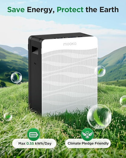 Air Purifier for Home Large Room 2800 Ft², MOOKA Double-Sided Air Purifiers for Home Pets with Washable Filters, PM 2.5 Air Quality Monitor, Air Filter Cleaner for Bedroom, Dorm Room, Office, C300