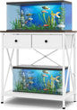 Fish Tank Stand 29 Gallon: Sturdy Aquarium Stand with Accessories Storage - Metal Fish Tank Table for 20-29 Gallon Reptile Breeder Turtle Terrarium - 30.7"x16.5" Weight Capacity 330 lbs