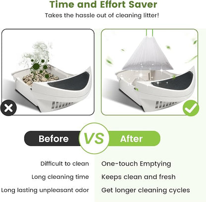 67 Count Waste Drawer Bags for Robot 3 4 and Compatible with Most Self Cleaning Litter Box & ScoopFree Clumping Poop Bin, 9 Gal Kitty Drawstring Liners Leak-proof Disposable Pet Trash Replacement Bags