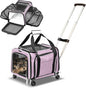 Airline Approved Expandable Premium Pet Carrier on Wheels- Two Sided Rolling Carrier- Designed for Dogs & Cats- Extra Spacious Soft Lined Carrier! - Pink (RL-PET-CARRIER-WHEELS)