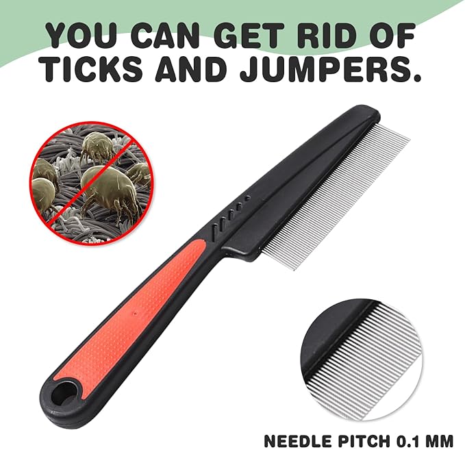 2PCS Flea Comb for Dogs & Cats，flea Comb for Cats with Release Button Self-Cleaning，lice comb for Shedding Pet Hair