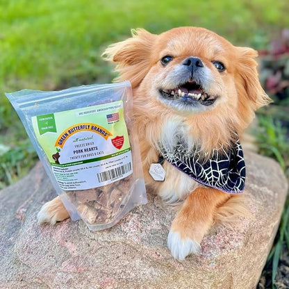 Freeze Dried Pork Heart Dog Treats Made in USA. All Natural Freeze-Dried Raw Snacks for Dogs and Cats. Single Ingredient. High Protein, Heart Health, Irresistible Training Treat