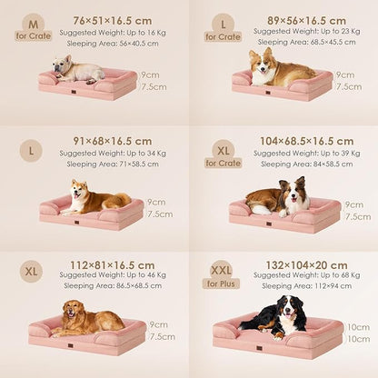EHEYCIGA Orthopedic Dog Beds for Extra Large Dogs, Waterproof Memory Foam XL Pet Bed with Sides, Non-Slip Bottom and Egg-Crate Foam Big Dog Couch Bed with Washable Removable Cover, Dusty Pink