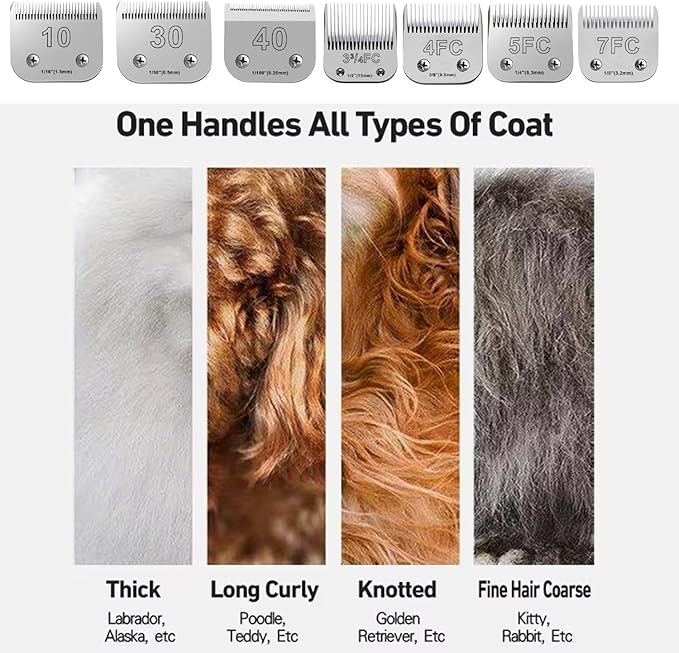 3Pack 4FC Blades for Dog Grooming Blades Compatible with Andis,Oster A5,Wahl km10 Dog Clippers,Detachable Dog Clipper Blade for Dog Cat Horse Animal,Size-#4FC, 3/8-Inch Cut Length (9.5mm)