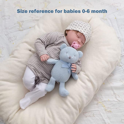 100% Organic Cotton Baby Toys Blue Teddy Bear 6.5" Stuffed Animals for Newborn