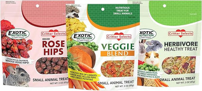 Exotic Nutrition Herbivore Treats (3 Pack) - for Guinea Pigs, Rabbits, Hamsters, Gerbils & More