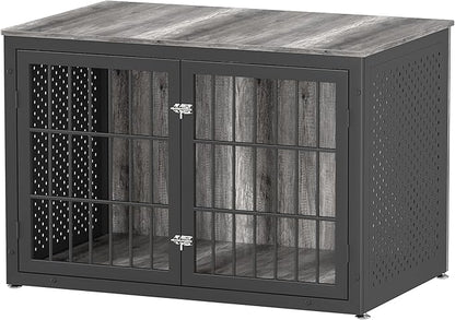 48" Heavy Duty Dog Crate Furniture for Extra Large Dogs, Metal Cage for High Anxiety Dogs, Wooden Kennel Furniture Indoor, Decorative Dog Kennel End Table, XL
