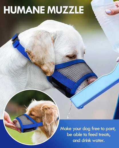 Dog Muzzle, Soft Air Mesh Muzzle for Small Medium Large Dogs Anti Biting Barking Chewing, Breathable Drinkable Adjustable Loop Pets Muzzle for German Shepherd Husky Labrador Retriever (Blue,XL)