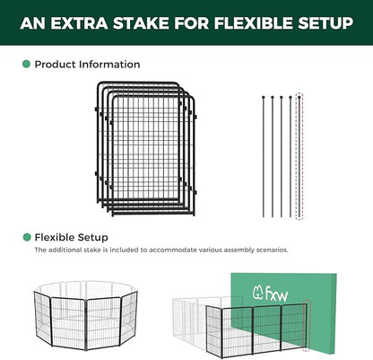 FXW Homeplus Unleashed Indoor Dog Playpen - Stress-Free and Safe Play, Heavy Duty 40 Inch 4 Wire Panels Dog Pen for Medium and Large Dogs, Black│Patented