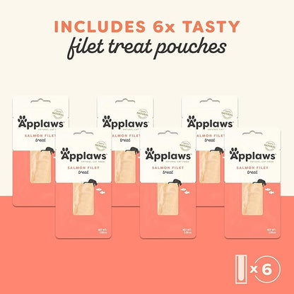 Applaws Natural Cat Treats, Grain-Free, High-Protein Whole Salmon Loins, Single-Ingredient Healthy Snack for Cats (6 x 1.06oz Loins)