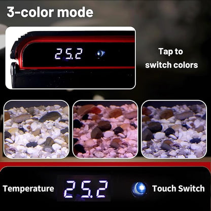 10 Gallon Glass Fish Tank Aquarium Starter Kit - Self-Cleaning with 3-Color LED Lights, Ultra-Quiet Pump & Filter, Smart Temperature Monitoring for Betta, Shrimp, and Tropical Fish