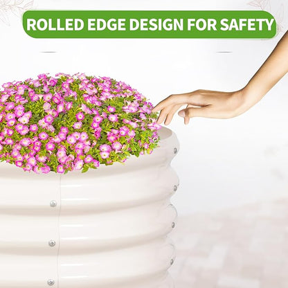 Galvanized Raised Garden Bed Outdoor- 2 Pcs Raised Beds for Gardening| Metal Planter Box, Steel Raised Garden Bed Kit with Gloves for Vegetables, Flower, Herbs (4x2x1.4FT, White)