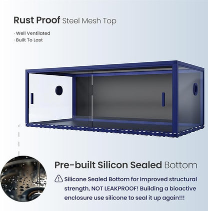 85 Gallon Snake Enclosure, Front Opening Reptile Tank for Easy Maintenance, Reptile Terrarium with Top Screen Ventilation 48''x24''x18''