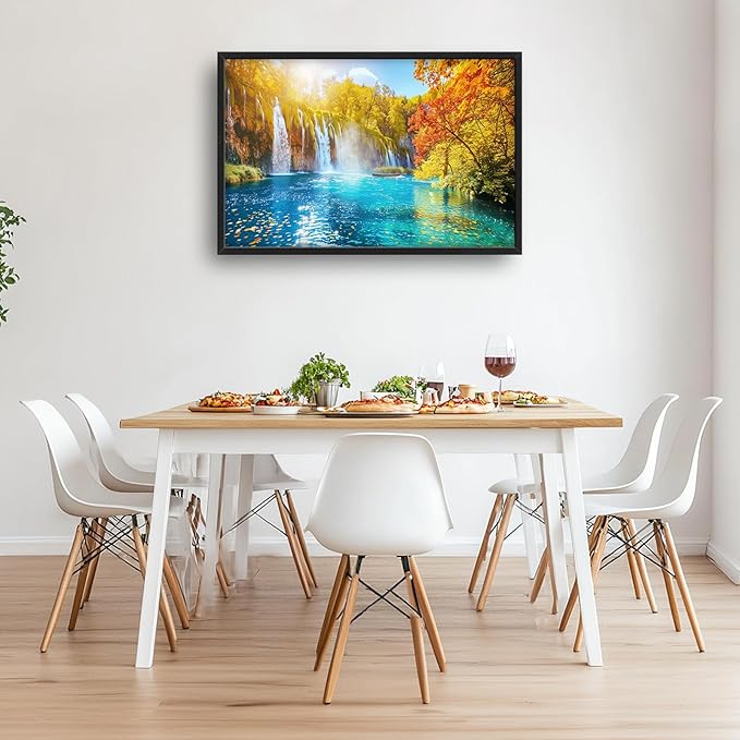 Extra Large Waterfall Lake Framed Wall Art for Living Room,Oversized Fall Autumn Tree Landscape Pictures Wall Decor,Nature Canvas Print Painting Modern Artwork Bedroom Office Bathroom 36L" x 24W"