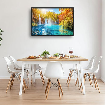 Extra Large Waterfall Lake Framed Wall Art for Living Room,Oversized Fall Autumn Tree Landscape Pictures Wall Decor,Nature Canvas Print Painting Modern Artwork Bedroom Office Bathroom 36L" x 24W"