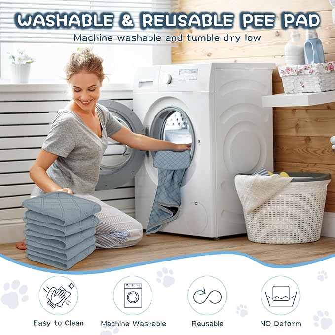 6 Packs Washable Guinea Pig Cage Liners, Waterproof Guinea Pig Pee Pads Reusable Absorbent Bedding Anti Slip Mats for Small Animals Bunny Rabbit Hamster (12 x 12in)