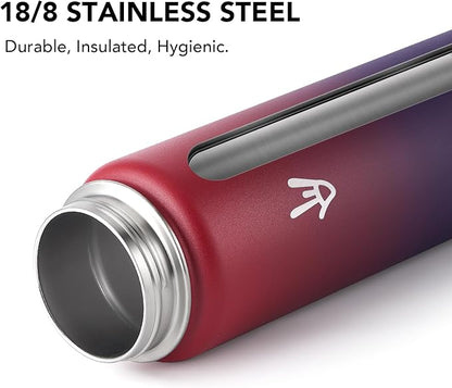 Enerbone 32 oz Insulated Water Bottle, Stainless Steel Bottle with Carrying Strap, Double-Wall Vacuum Insulation Design, Leakproof Sports Bottle with Straw, Keep Drinks Cold or Hot for Hours