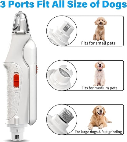 2 in 1 Dog Nail Clippers & Cat Nail Clippers Trimmers for Large Medium Small Dogs Cats Claw Trimmer Quick Sensor and Safety Guard USB Rechargeable Dogs Nail Trimmer with Catcher & 2 LED Lights
