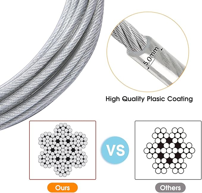 Dog Tie Out Cable for Dogs Outside Up to 125/250lbs,10/20/30/50FT Long Dog Leash&Chains,Small-Large Dogs Runner Cable for Yard,Heavy Duty Lead Line for Outdoor,Camping,Yard(250lbs 50FT, Silver)