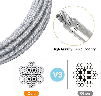 Dog Tie Out Cable for Dogs Outside Up to 125/250lbs,10/20/30/50FT Long Dog Leashes&Chains,Small-Large Dogs Runner Cable for Yard,Heavy Duty Lead Line for Outdoor,Camping,Yard(250lbs 20FT, Silver)